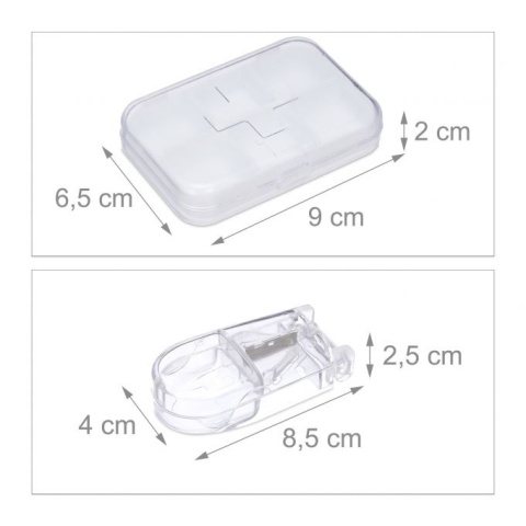 3x Pojemnik na tabletki z nożykiem 3x Pojemnik na tabletki z nożykiem
