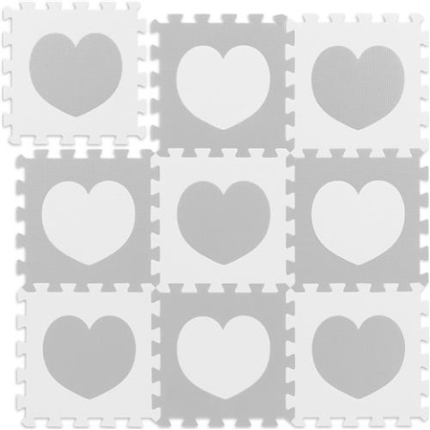 Puzzle piankowe w serduszka 9 szt Szaro-białe Puzzle piankowe w serduszka 9 szt Szaro-białe