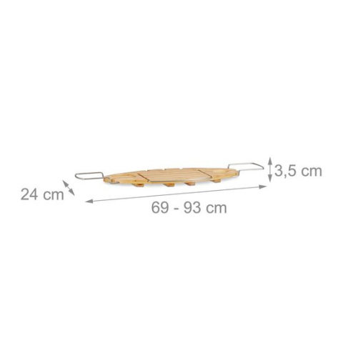 Bambusowa półka na wannę z podpórką - 3,5 x 93 x 24 Bambusowa półka na wannę z podpórką - 3,5 x 93 x 24