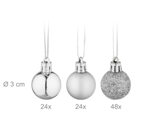 Mini bombki świąteczne 96 sztuk Srebrne Mini bombki świąteczne 96 sztuk Srebrne