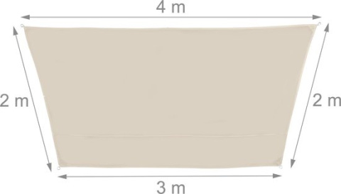 Trapezowy żagiel ogrodowy w kolorze beżowym 3x4x2x2m Trapezowy żagiel ogrodowy w kolorze beżowym 3x4x2x2m