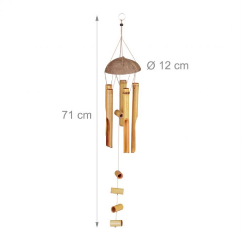 Bambusowy drewniany dzwonek wietrzny do zawieszenia Bamboo XL