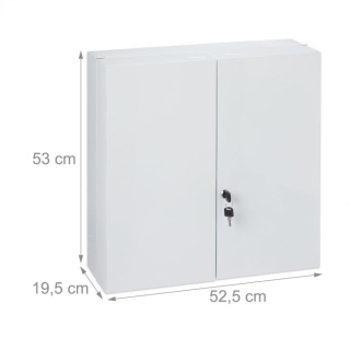 Apteczka ścienna XXL – 2-drzwiowa – 53x52,5x19,5 cm – stal – biała