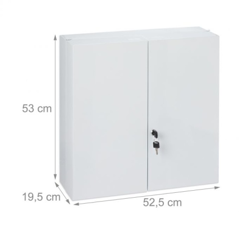Apteczka ścienna XXL – 2-drzwiowa – 53x52,5x19,5 cm – stal – biała Apteczka ścienna XXL – 2-drzwiowa – 53x52,5x19,5 cm – stal – biała