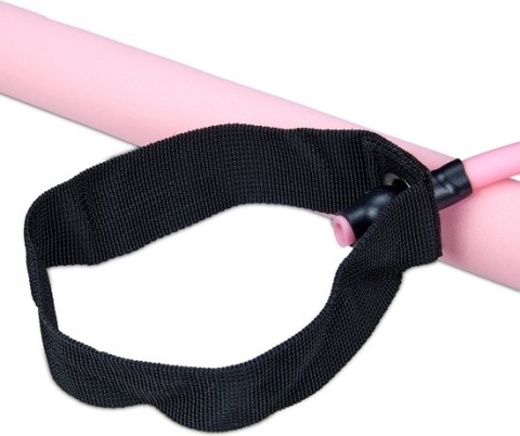 Drążek do pilatesu - fitness - z 2 taśmami oporowymi, pętlami na stopy, różowy, 91x86x3 cm Drążek do pilatesu - fitness - z 2 taśmami oporowymi, pętlami na stopy, różowy, 91x86x3 cm
