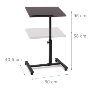 Drewniany stolik pod laptopa – regulowany – 60x40,5 cm – MDF/stal – 58-95 cm