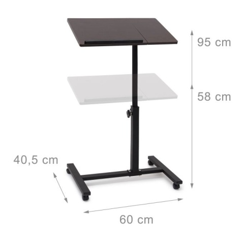 Drewniany stolik pod laptopa – regulowany – 60x40,5 cm – MDF/stal – 58-95 cm
