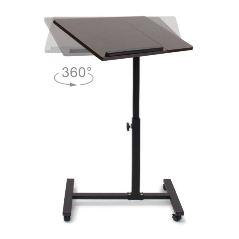 Drewniany stolik pod laptopa – regulowany – 60x40,5 cm – MDF/stal – 58-95 cm