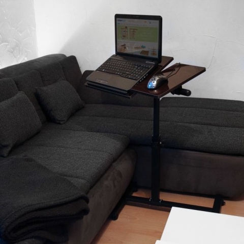 Drewniany stolik pod laptopa – regulowany – 60x40,5 cm – MDF/stal – 58-95 cm