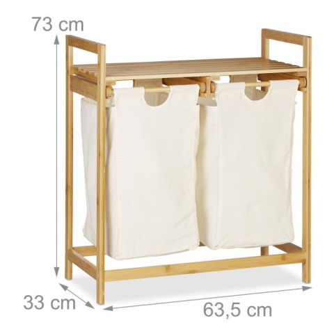 Dwukomorowy kosz na pranie z półką - 2x 30 L Dwukomorowy kosz na pranie z półką - 2x 30 L