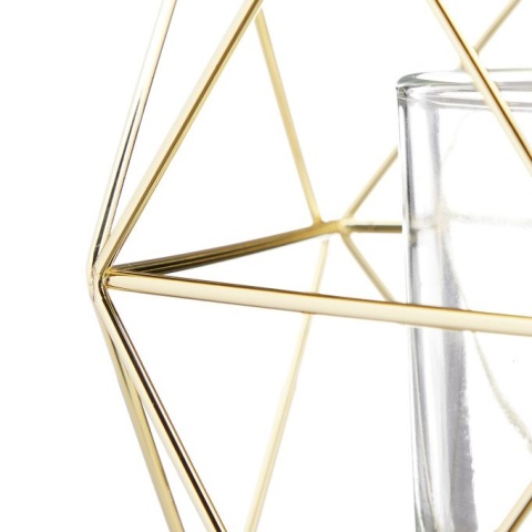 Geometryczne świeczniki na podgrzewacze tealight – 2 sztuki – 10x13x12 cm – żelazo/szkło
