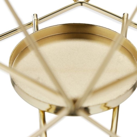 Geometryczne świeczniki na podgrzewacze tealight – 2 sztuki – 10x13x12 cm – żelazo/szkło