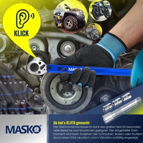 Klucz dynamometryczny 1/2" – 40-210 Nm – zestaw 6 el. – 470 mm – CrV – 1,5 kg