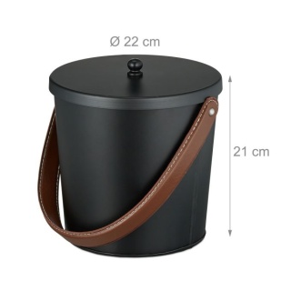 Kosz na śmieci - wiaderko z pokrywą 4,5l - czarny - brązowy