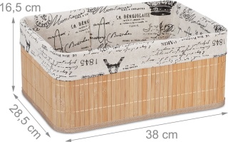 Koszyk łazienkowy - 15,5 l - bambusowy - z nadrukiem retro - składany - na zabawki - naturalny