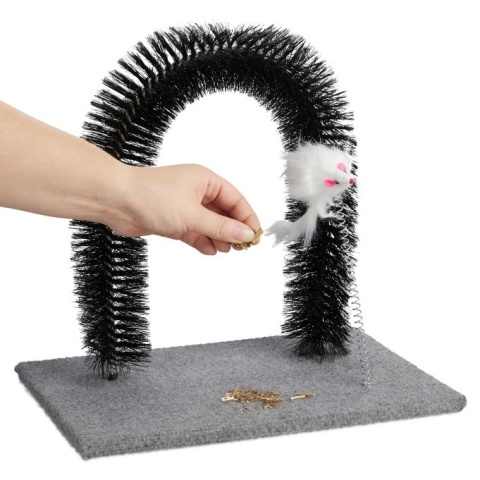 Łuk dla kota – drapak i szczotka – zabawka z myszką – 33x35x24,5 cm Łuk dla kota – drapak i szczotka – zabawka z myszką – 33x35x24,5 cm