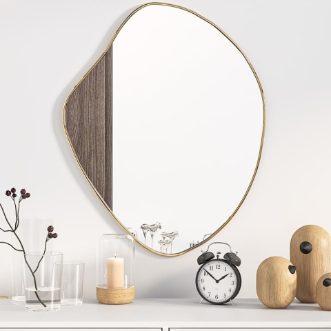 Lustro ścienne - złote - 60x50 cm - oryginalny kształt Lustro ścienne - złote - 60x50 cm - oryginalny kształt