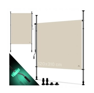 Markiza pionowa KESSER 120x220-310 cm – beżowa – aluminium – korba – UV/wodoodporna