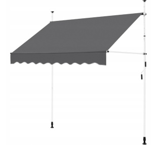 Markiza ręcznie składana 250x180 cm – ciemnoszara – stal/aluminium/poliester PU – wys. 210-300 cm