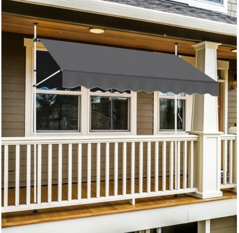 Markiza ręcznie składana 250x180 cm – ciemnoszara – stal/aluminium/poliester PU – wys. 210-300 cm