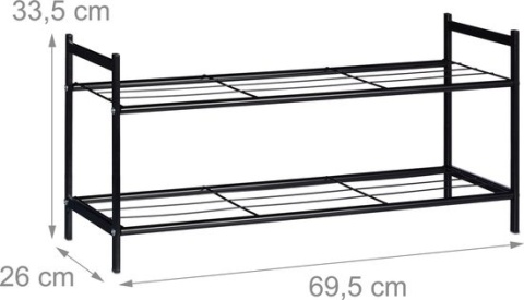 Metalowy regał - szafka - stojak na buty – 2 poziomy – 69,5x33,5x26 cm Metalowy regał - szafka - stojak na buty – 2 poziomy – 69,5x33,5x26 cm