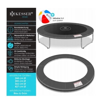 Osłona krawędzi trampoliny 305 cm – PVC 500D/pianka 1,8 cm – antracyt – szerokość 30 cm