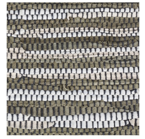 Ozdobny dywanik - chodnik - patchworkowy – 100x60 cm – bawełna/skóra – ciemnozielony