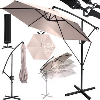 Parasol ogrodowy 300 cm – obrotowy 360° – poliester/aluminium – wodoodporny/UV – wys. 240 cm