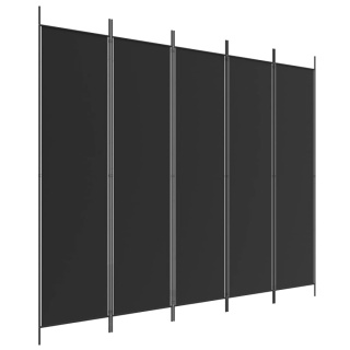Parawan 5-panelowy - czarny - 250x200 cm - tkanina