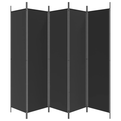 Parawan 5-panelowy - czarny - 250x200 cm - tkanina Parawan 5-panelowy - czarny - 250x200 cm - tkanina