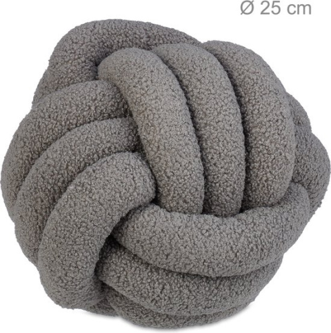 Poduszka dekoracyjna Supeł - na sofę - okrągła - Ø 25 cm - ciemnoszara Poduszka dekoracyjna Supeł - na sofę - okrągła - Ø 25 cm - ciemnoszara