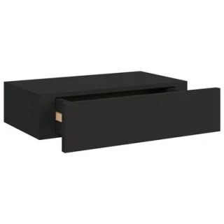 Półka ścienna z szufladą - czarna - 40 x 23,5 x 10 cm - MDF