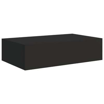 Półka ścienna z szufladą - czarna - 40 x 23,5 x 10 cm - MDF Półka ścienna z szufladą - czarna - 40 x 23,5 x 10 cm - MDF