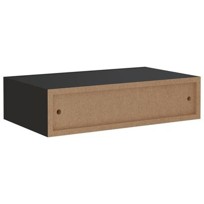 Półka ścienna z szufladą - czarna - 40 x 23,5 x 10 cm - MDF Półka ścienna z szufladą - czarna - 40 x 23,5 x 10 cm - MDF