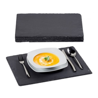 Zestaw 6 łupkowych talerzy – 40x30 cm – antracyt