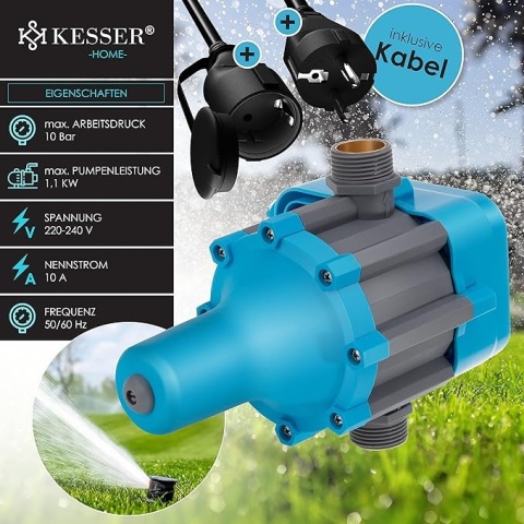 Przełącznik ciśnieniowy do pompy – 10 bar – 220-240V – 1,1 kW – 1" – IP54 – 23,5x17x17 cm