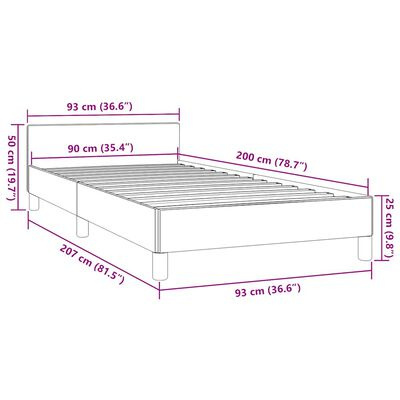 Rama łóżka z zagłówkiem bez materaca - biała - 90x200 cm Rama łóżka z zagłówkiem bez materaca - biała - 90x200 cm