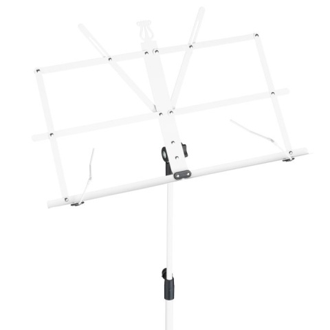 Składany stojak na nuty - biały - 140x53x49 cm – lekki, regulowany, z pulpitem - 28,5x47,5 cm