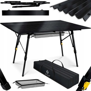 Składany stół kempingowy – aluminium – 89,9x53 cm – regulacja wysokości 45-69,9 cm – do 30 kg
