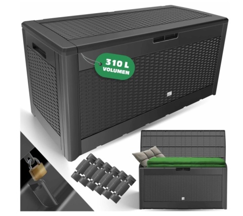 Skrzynia ogrodowa 310 l – 119x60x48 cm – polipropylen – antracyt Skrzynia ogrodowa 310 l – 119x60x48 cm – polipropylen – antracyt