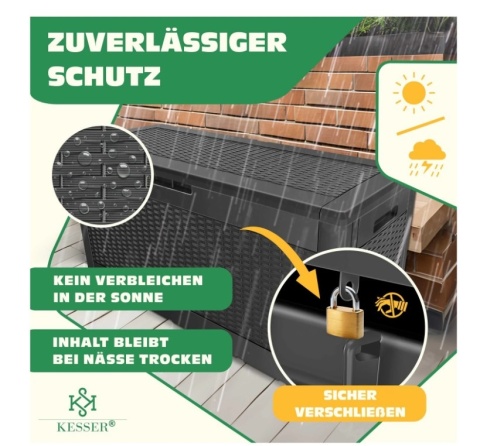 Skrzynia ogrodowa 310 l – 119x60x48 cm – polipropylen – antracyt Skrzynia ogrodowa 310 l – 119x60x48 cm – polipropylen – antracyt