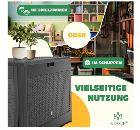 Skrzynia ogrodowa 310 l – 119x60x48 cm – polipropylen – antracyt Skrzynia ogrodowa 310 l – 119x60x48 cm – polipropylen – antracyt