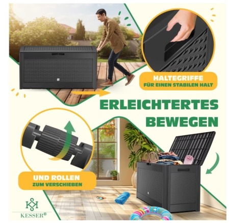 Skrzynia ogrodowa 310 l – 119x60x48 cm – polipropylen – antracyt Skrzynia ogrodowa 310 l – 119x60x48 cm – polipropylen – antracyt