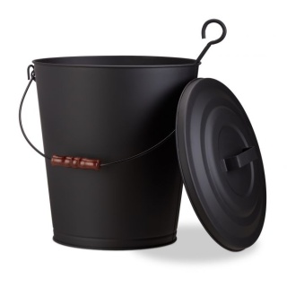Stalowy kubeł na popiół z pokrywą – 24 l – 43x35,5 cm – stal/drewno