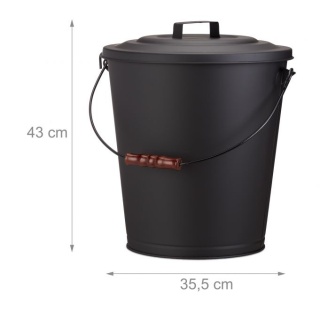 Stalowy kubeł na popiół z pokrywą – 24 l – 43x35,5 cm – stal/drewno