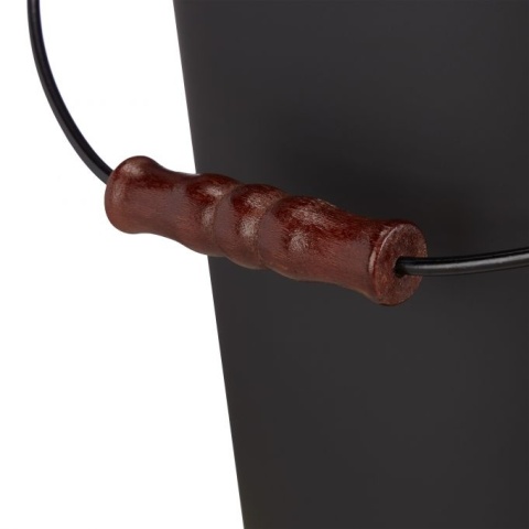 Stalowy kubeł na popiół z pokrywą – 24 l – 43x35,5 cm – stal/drewno