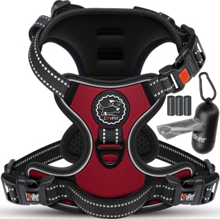 Szelki dla psa XS – odblaskowe, regulowane – obwód szyi 25-30 cm, klatki 25-51 cm – bordowe