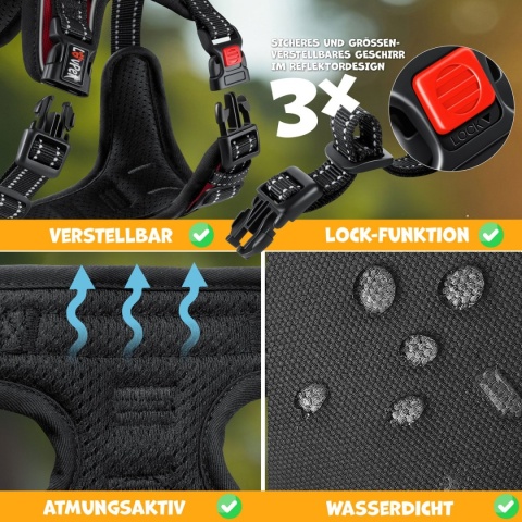 Szelki dla psa XS – odblaskowe, regulowane – obwód szyi 25-30 cm, klatki 25-51 cm – bordowe