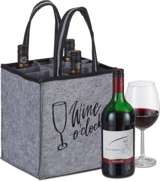 Torba filcowa na 9 butelek - szara - 45x24x24 cm – organizer na wino, piwo, napoje