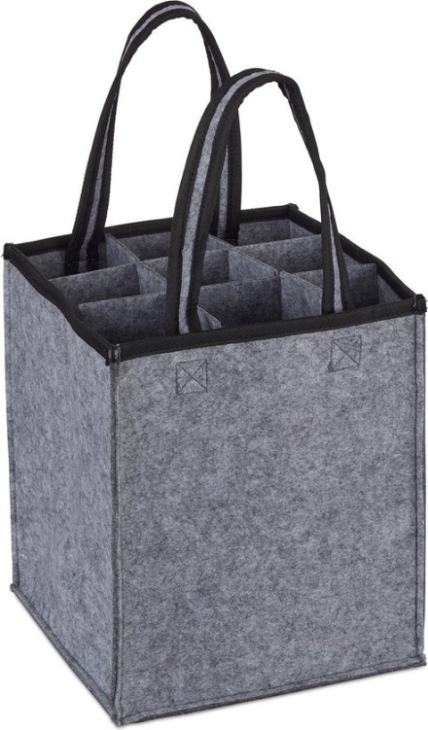 Torba filcowa na 9 butelek - szara - 45x24x24 cm – organizer na wino, piwo, napoje